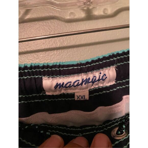 Maamgic Teal Blue Mens Swim Trunks Size XXL NWOT - Picture 3 of 5